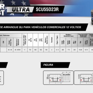 Batería Ultra 60Amp 555 CCA C/Pestaña