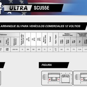 Batería Ultra 55Amp 420 CCA C/Pestaña