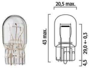 AMPOLLETA T20 12V 21/5W 2 CONT. BLANCO